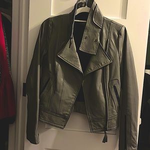 Mackage x Aritzia Grey Leather moto Jacket